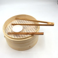 Handmade Natural 8 Inch 2 Tier Bamboo Steamer With Dish And Liners